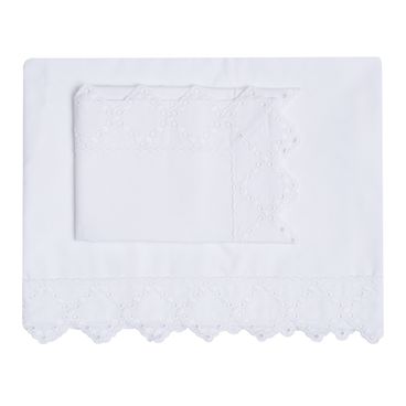 Jogo de Lençol Geometric 200 Fios - Branco / Branco
