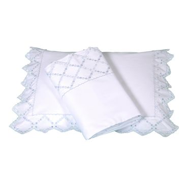 Jogo de Lençol Geometric 200 Fios - Branco / Azul