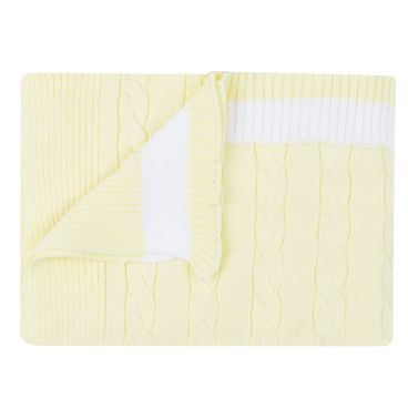 Manta Tricot Realeza Colo - Amarelo / Branco