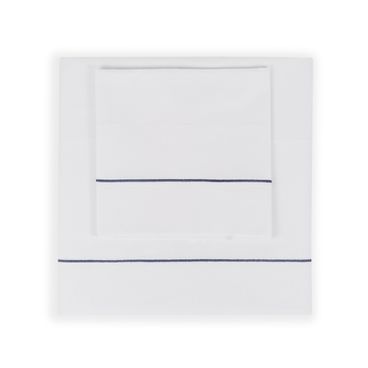 Jogo de Lençol Basic Festonê 180 Fios - Branco / Marinho