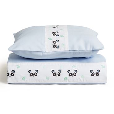 Kit Colcha Com Almofada Panda - Azul