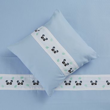 Kit Colcha Com Almofada Panda - Azul