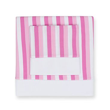 Jogo de Lençol New Stripe Malha - Rosa