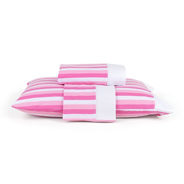 Jogo de Lençol New Stripe Malha - Rosa