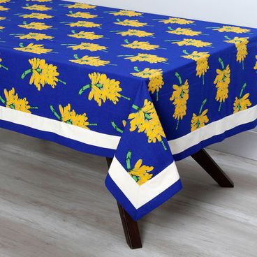 Toalha de Mesa Tropical - Azul / Amarelo