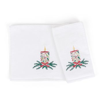 Kit Lavabo Bordado Vela Natalina - Única