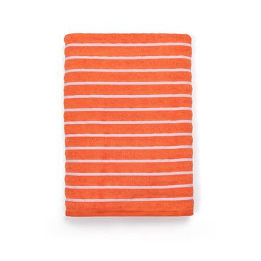 Toalha de Praia e Piscina Breton Stripes - Laranja / Branco