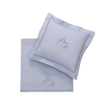 Kit Colcha Com Almofada Piquet Carrossel - Azul / Azul