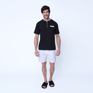 Pijama Algodão Pima Lord - Preto / Cinza