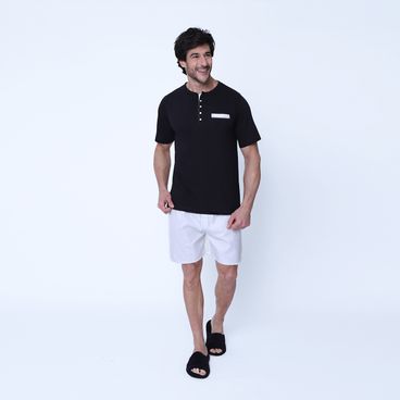 Pijama Algodão Pima Lord - Preto / Cinza