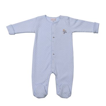 Macacão Pima Baby Forrado Urso Patinando - Azul