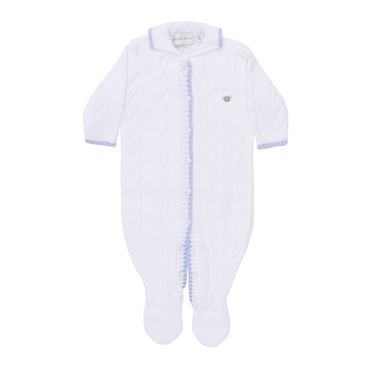 Macacão Tricot Unissex Twin - Branco / Azul