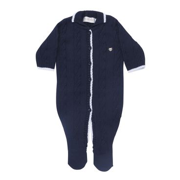 Macacão Tricot Unissex Twin - Azul / Branco