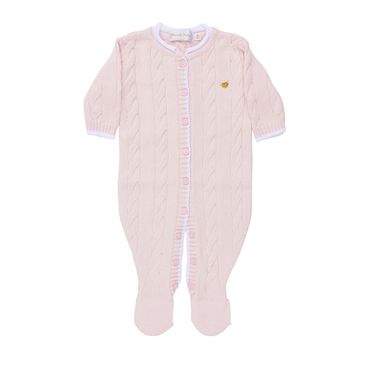 Macacão Tricot Unissex Twin - Rosa / Branco