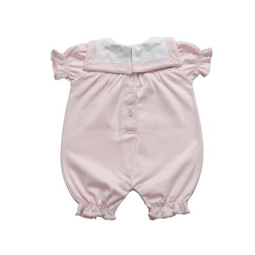 Macacão Curto Gola Marinheiro Menina - Rosa