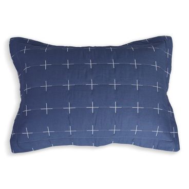 Colcha Com Porta-Travesseiro Santa Mônica - Azul Jeans / Branco
