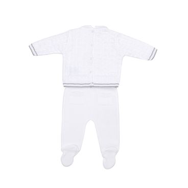 Conjunto Tricot Tranças - Branco / Cinza