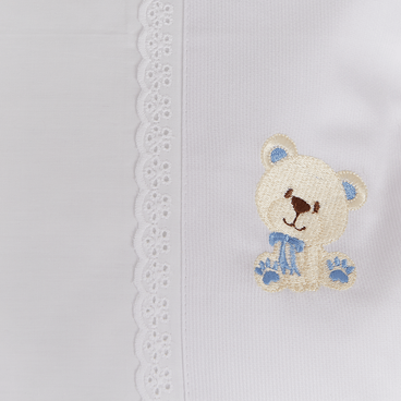 Fronha Delicato Malha - Urso Marfim / Azul