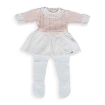 Vestido Tricot Com Legging Queen - Rosa / Branco