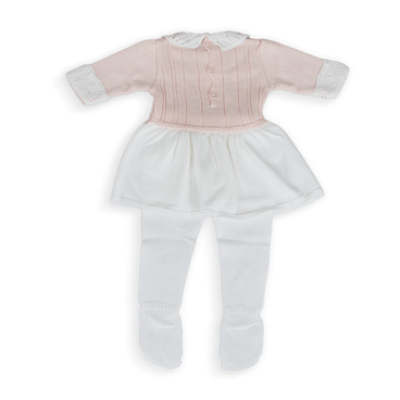 Vestido Tricot Com Legging Queen - Rosa / Branco