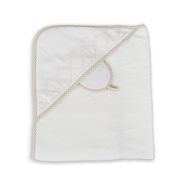 Toalha de Banho Geometric Com Capuz e Buchinha - Branco / Pérola