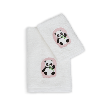 Kit Banho e Rosto Bordado Panda - Estampado