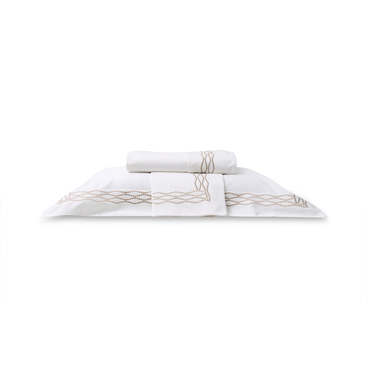 Capa de Edredom Romantique 320 Fios - Branco / Caqui