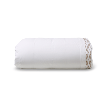Capa de Edredom Romantique 320 Fios - Branco / Caqui