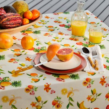 Toalha de Mesa Breakfast - Branco / Amarelo