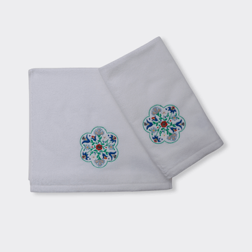 Kit Lavabo Mandala Flor - Branco / Verde