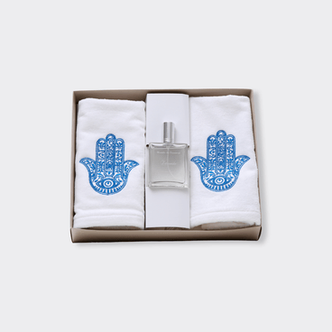 Kit Lavabo C/ Home Spray Mao de Fatima - Branco / Azul