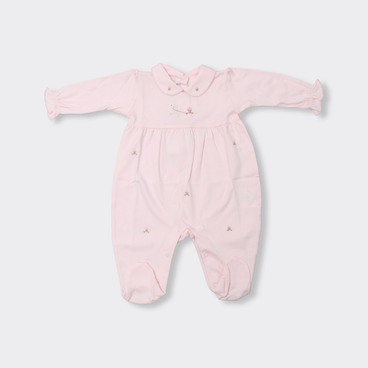 Macacão Pima  Baby Bordado Poodle - Rosa