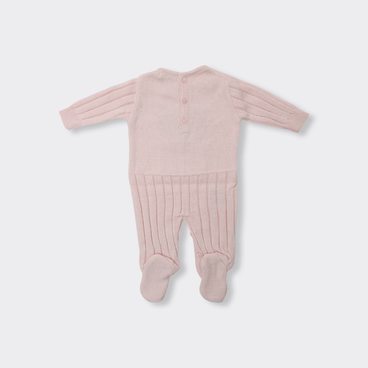 Macacão Urso Jacquard - Rosa Bebe