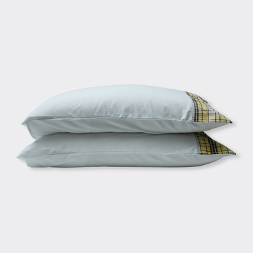 Kit Fronha Envelope Madras - Branco / Amarelo