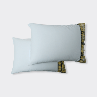 Kit Fronha Envelope Madras - Branco / Amarelo