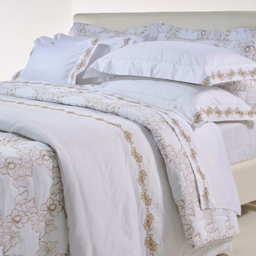 Capa de Edredom Winter Garden 450 Fios - Branco / Caqui
