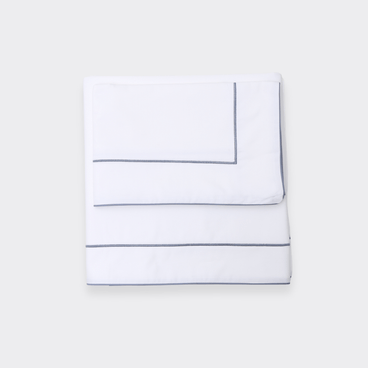 Jogo de Lençol Belleville - Branco / Azul Jeans