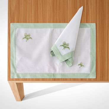 Jogo Americano Brodé - Branco / Verde