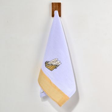 Pano de Copa Liz Bordado - Cesto de Pão Amarelo