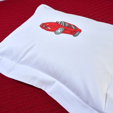 Capa de Almofada Speedway - Branco / Vermelho