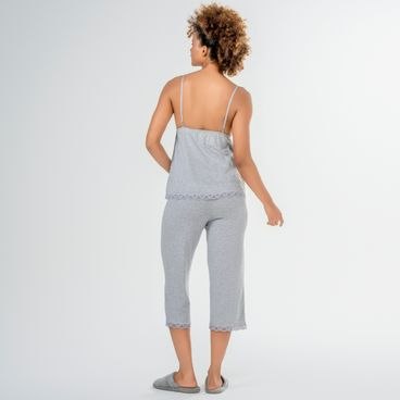 Pijama Algodão Pima Daisy - Cinza