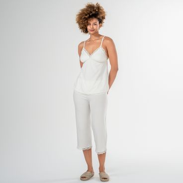 Pijama Algodão Pima Daisy - Marfim