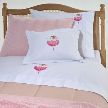 Jogo de Lençol 180 Fios Ballerina - Branco / Rosa