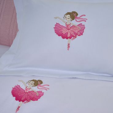 Jogo de Lençol 180 Fios Ballerina - Branco / Rosa