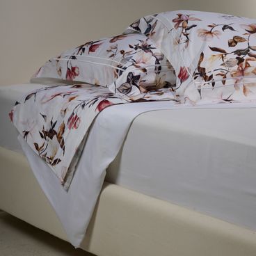 Jogo de Lencol Bambu Autunno - Branco / Ocre