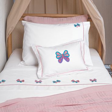 Jogo de Lencol Butterflies s - Branco / Rosa