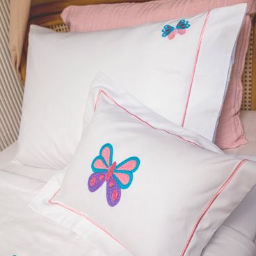 Jogo de Lencol Butterflies s - Branco / Rosa