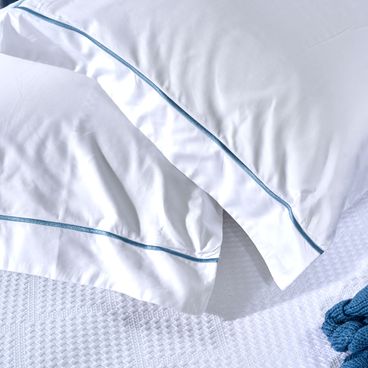Kit Fronha 500 Fios Singular - Branco / Azul Jeans
